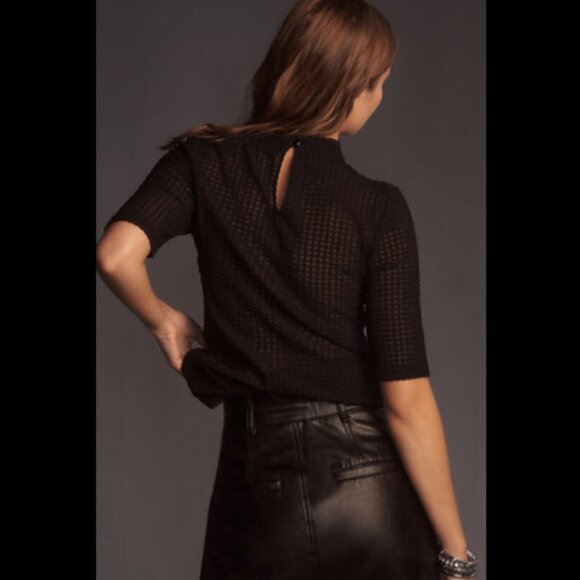 Brand New Maeve Sheer Mesh Mock-Neck Top - Picture 2 of 7